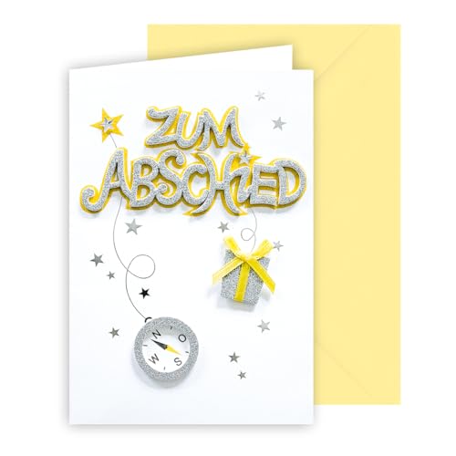 KE - Edle und Glitzernde Karte zum Abschied, inklusive Umschlag Format B6, Besondere Abschiedskarte an Kollegen, Familie, Freunde - Motiv: Kompass KE - Edle und Glitzernde Karte zum Abschied, inklusive Umschlag Format B6, Besondere Abschiedskarte an Kollegen, Familie, Freunde - Motiv: Kompass von KE