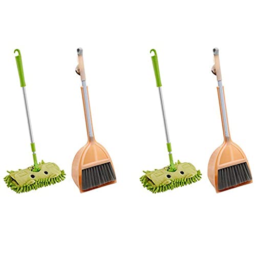 KEALBAUS 2 x Reinigungswerkzeuge für Kinder, 3-teiliges Set mit kleinem Mopp, kleine Kehrschaufel, Haushaltswartungshelfer-Set (3-teilig) von KEALBAUS