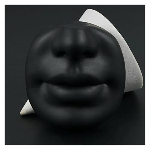 1PC Silikon Gesicht Modell Tattoo Punktion Praxis Simulation Menschliche Nase Mund Körper Teil Display Piercing Schmuck(Black Face 2) von KEBLIN