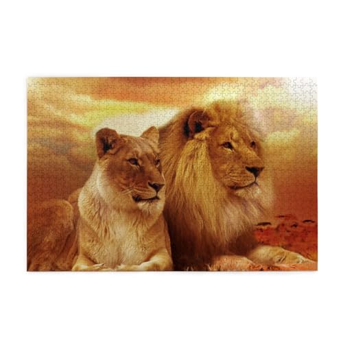Afrikanischer Löwe und Löwin, Puzzle 1000 Teile, Holzpuzzle, Spielzeug, Familienspiel, Wanddekoration für Erwachsene und Jugendliche Afrikanischer Löwe und Löwin, Puzzle 1000 Teile, Holzpuzzle, Spielzeug, Familienspiel, Wanddekoration für Erwachsene und Jugendliche von KEDDJI