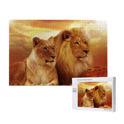Afrikanischer Löwe und Löwin, Puzzle 1000 Teile, Holzpuzzle, Spielzeug, Familienspiel, Wanddekoration für Erwachsene und Teenager Afrikanischer Löwe und Löwin, Puzzle 1000 Teile, Holzpuzzle, Spielzeug, Familienspiel, Wanddekoration für Erwachsene und Teenager von KEDDJI