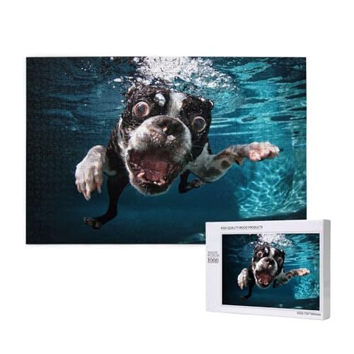Boston Terrier Unterwasserhund, Puzzle 1000 Teile, Holzpuzzle, Spielzeug, Familienspiel, Wanddekoration für Erwachsene und Teenager Boston Terrier Unterwasserhund, Puzzle 1000 Teile, Holzpuzzle, Spielzeug, Familienspiel, Wanddekoration für Erwachsene und Teenager von KEDDJI