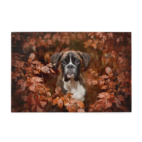 Boxer Hunde Herbst, Puzzle 1000 Teile, Holzpuzzle, Spielzeug, Familienspiel, Wanddekoration für Erwachsene und Jugendliche Boxer Hunde Herbst, Puzzle 1000 Teile, Holzpuzzle, Spielzeug, Familienspiel, Wanddekoration für Erwachsene und Jugendliche von KEDDJI