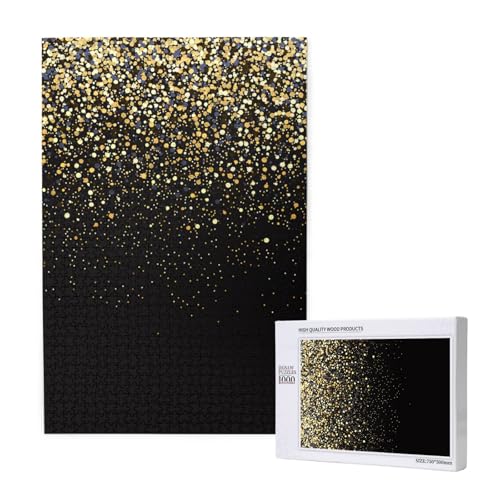 Gold Glitzer Schwarz Cool Modern, Puzzle 1000 Teile, Holzpuzzle, Spielzeug, Familienspiel, Wanddekoration für Erwachsene und Teenager Gold Glitzer Schwarz Cool Modern, Puzzle 1000 Teile, Holzpuzzle, Spielzeug, Familienspiel, Wanddekoration für Erwachsene und Teenager von KEDDJI