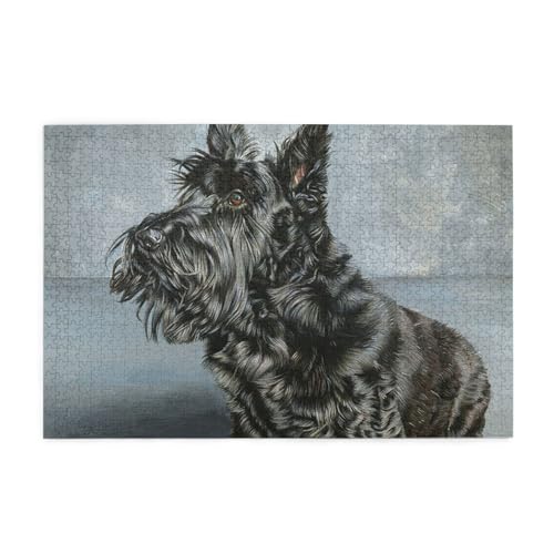 Niedliche Schwarze Scottish Terrier-Hundekunst, Puzzle 1000 Teile, Holzpuzzle, Spielzeug, Familienspiel, Wanddekoration für Erwachsene und Jugendliche Niedliche Schwarze Scottish Terrier-Hundekunst, Puzzle 1000 Teile, Holzpuzzle, Spielzeug, Familienspiel, Wanddekoration für Erwachsene und Jugendliche von KEDDJI