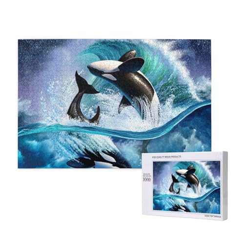 Orca Killerwale winken, Puzzle 1000 Teile, Holzpuzzle, Spielzeug, Familienspiel, Wanddekoration für Erwachsene und Teenager Orca Killerwale winken, Puzzle 1000 Teile, Holzpuzzle, Spielzeug, Familienspiel, Wanddekoration für Erwachsene und Teenager von KEDDJI