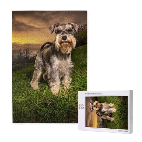 Schnauzer Sonnenuntergang Hunde Haustiere Berge Schnauzer, Puzzle 1000 Teile, Holzpuzzle, Spielzeug, Familienspiel, Wanddekoration für Erwachsene und Teenager Schnauzer Sonnenuntergang Hunde Haustiere Berge Schnauzer, Puzzle 1000 Teile, Holzpuzzle, Spielzeug, Familienspiel, Wanddekoration für Erwachsene und Teenager von KEDDJI