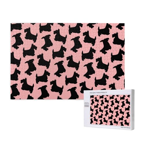 Scottish Terrier Muster Rosa Schwarz, Puzzle 1000 Teile, Holzpuzzle, Spielzeug, Familienspiel, Wanddekoration für Erwachsene und Teenager Scottish Terrier Muster Rosa Schwarz, Puzzle 1000 Teile, Holzpuzzle, Spielzeug, Familienspiel, Wanddekoration für Erwachsene und Teenager von KEDDJI