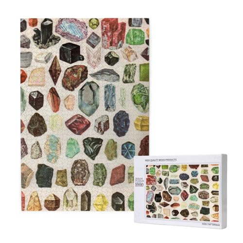 Vintage Geologie Edelstein Kristall Mineralien, Puzzle 1000 Teile, Holzpuzzle, Spielzeug, Familienspiel, Wanddekoration für Erwachsene und Teenager Vintage Geologie Edelstein Kristall Mineralien, Puzzle 1000 Teile, Holzpuzzle, Spielzeug, Familienspiel, Wanddekoration für Erwachsene und Teenager von KEDDJI