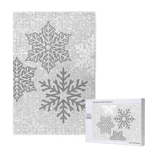 Weihnachten Funkelnde silbergraue und weiße Schneeflocken, Puzzle 1000 Teile, Holzpuzzle, Spielzeug, Familienspiel, Wanddekoration für Erwachsene und Teenager Weihnachten Funkelnde silbergraue und weiße Schneeflocken, Puzzle 1000 Teile, Holzpuzzle, Spielzeug, Familienspiel, Wanddekoration für Erwachsene und Teenager von KEDDJI