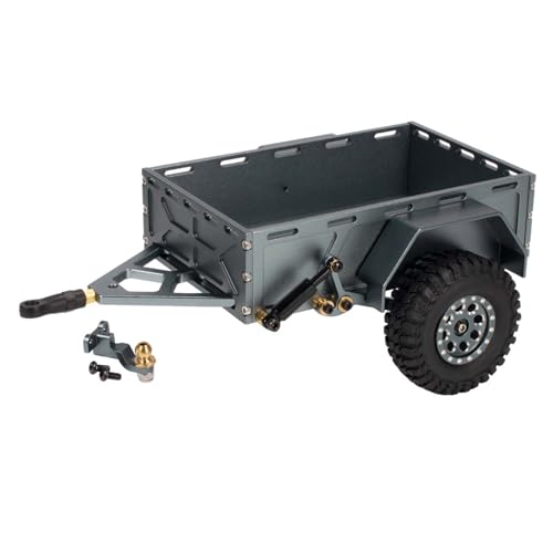 KEEDA 1/18 1/24 RC Crawler Auto Aluminium-Legierung Anhänger Trailer für 1:18 TRX4M 1:24 AXIAL SCX24 RC Crawler Car Upgrade-Zubehör (Alufelgen, Titan) von KEEDA