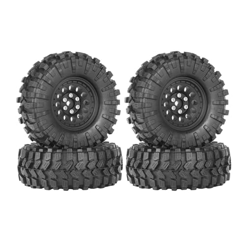 KEEDA 1,33" All-Terrain-Reifen- und Rad-Set - Legierungs-Beadlock-Felgen & Reifen mit 5mm & 7mm Sechskant für 1/12 1/14 1/18 1/24 RC Crawler (A, Schwarz) von KEEDA