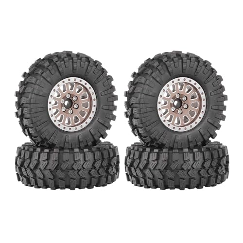 KEEDA 1,33" All-Terrain-Reifen- und Rad-Set - Legierungs-Beadlock-Felgen & Reifen mit 5mm & 7mm Sechskant für 1/12 1/14 1/18 1/24 RC Crawler (B, Bronze) von KEEDA