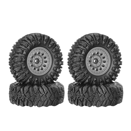 KEEDA 1,33" All-Terrain-Reifen- und Rad-Set - Legierungs-Beadlock-Felgen & Reifen mit 5mm & 7mm Sechskant für 1/12 1/14 1/18 1/24 RC Crawler (C, Grau) von KEEDA