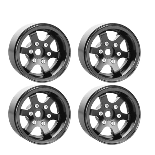 KEEDA 1,55 Zoll Beadlock Felgen +2,8 mm / -4,4 mm Verstellbarer Offset Räder für 1/10 1/12 Crawler LC70 LC80 MN98 (6-Speichen,Schwarz) von KEEDA