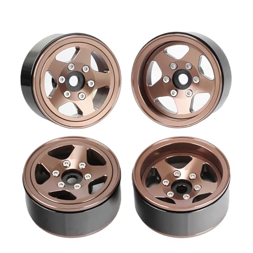 KEEDA 1,55 Zoll Beadlock Felgen +2,8 mm / -4,4 mm Verstellbarer Offset Räder für 1/10 1/12 Crawler LC70 LC80 MN98 (Bronze) von KEEDA