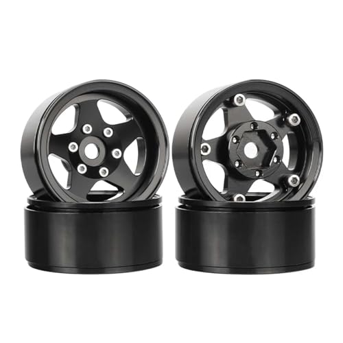 KEEDA 1,55 Zoll Beadlock Felgen +2,8 mm / -4,4 mm Verstellbarer Offset Räder für 1/10 1/12 Crawler LC70 LC80 MN98 (Schwarz) von KEEDA