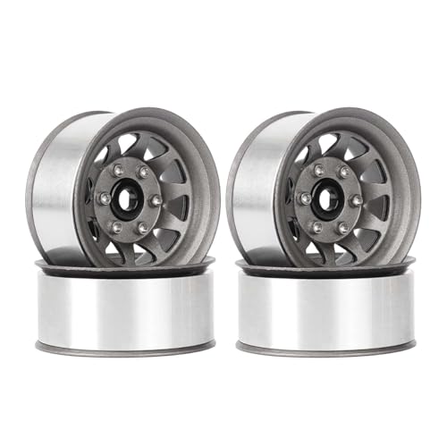 KEEDA 1,55 Zoll Metall Beadlock Felgen Räder für 1/10 1/12 RC Crawler Auto 1.55 Zoll Reifen (10-Speichen, Grau) von KEEDA