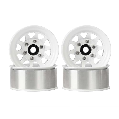 KEEDA 1,55 Zoll Metall Beadlock Felgen Räder für 1/10 1/12 RC Crawler Auto 1.55 Zoll Reifen (10-Speichen, Weiß) von KEEDA