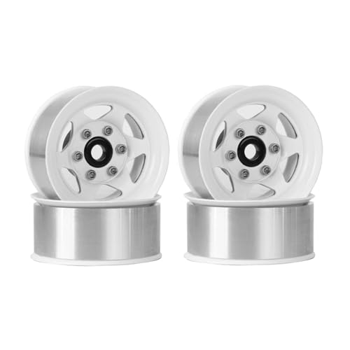 KEEDA 1,55 Zoll Metall Beadlock Felgen Räder für 1/10 1/12 RC Crawler Auto 1.55 Zoll Reifen (6-Speichen, Weiß) von KEEDA