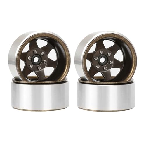 KEEDA 1,9 Zoll Beadlock Felgen Negative Einpresstiefe -8,9 mm Felgen Nabe für SCX10 90046 AXI03007 TRX4 GEN7 GEN8 D90 1/10 RC Crawler Car (6-Speichen, Bronze) von KEEDA