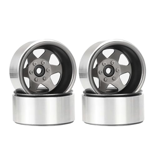 KEEDA 1,9 Zoll Beadlock Felgen Negative Einpresstiefe -8,9 mm Felgen Nabe für SCX10 90046 AXI03007 TRX4 GEN7 GEN8 D90 1/10 RC Crawler Car (6-Speichen, Grau) von KEEDA