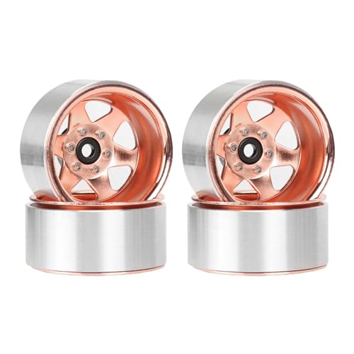 KEEDA 1,9 Zoll Beadlock Felgen Negative Einpresstiefe -8,9 mm Felgen Nabe für SCX10 90046 AXI03007 TRX4 GEN7 GEN8 D90 1/10 RC Crawler Car (6-Speichen, Roségold) von KEEDA