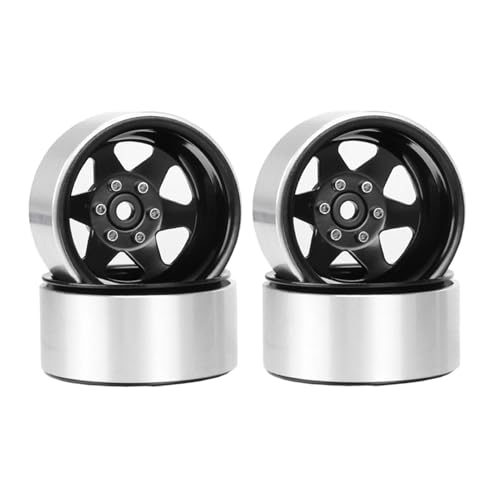 KEEDA 1,9 Zoll Beadlock Felgen Negative Einpresstiefe -8,9 mm Felgen Nabe für SCX10 90046 AXI03007 TRX4 GEN7 GEN8 D90 1/10 RC Crawler Car (6-Speichen, Schwarz) von KEEDA