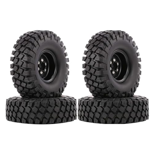 KEEDA 1,9 Zoll Metal Beadlock Felgen mit Gummi Reifen für 1/10 RC Crawler Axial SCX10 90046 90047 Tamiya CC01 D90 TF2 Traxxas TRX4(Schwarz) von KEEDA