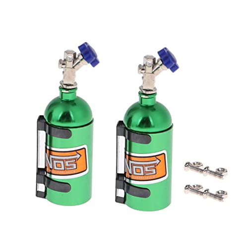 KEEDA 2 Stück Metall Simulierte NOS Stickstoffflasche mit Halterung für 1/10 RC Crawler Auto TRX4 D90 Axial Scx10 Dekoration Zubehör (Grün) von KEEDA
