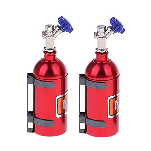 KEEDA 2 Stück Metall Simulierte NOS Stickstoffflasche mit Halterung für 1/10 RC Crawler Auto TRX4 D90 Axial Scx10 Dekoration Zubehör (Rot) von KEEDA