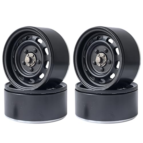 KEEDA 4 Stück 1,9 Beadlock Felgen Vintage-Stil Metall 168g Schwer Räder für 1:10 RC Crawler Auto Axial SCX10 TRX4 TRX6 D90 VS4-10 Redcat Gen 8 (B, Schwarz) von KEEDA