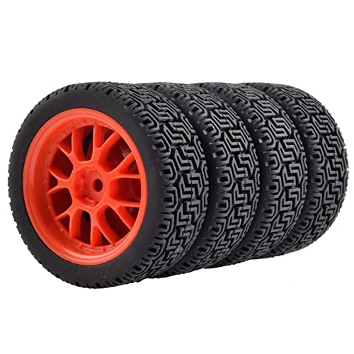 KEEDA 4 Stück 68mm Reifen Gummireifen und Kunststoffräder für 1:10 RC On Road Car Tamiya HSP HPI Kyosho 1/16 RC Rally Auto (Rot) von KEEDA