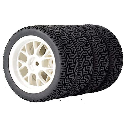 KEEDA 4 Stück 68mm Reifen Gummireifen und Kunststoffräder für 1:10 RC On Road Car Tamiya HSP HPI Kyosho 1/16 RC Rally Auto (Weiß) von KEEDA