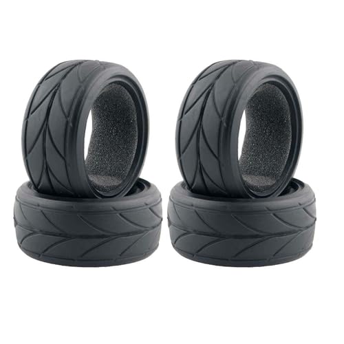 KEEDA 4 Stück Gummireifen mit Schaumstoffeinlagen Reifen für 1/10 HSP Tamiya HPI Kyosho RC On Road Runflating Touring Auto (D, 62mm) von KEEDA
