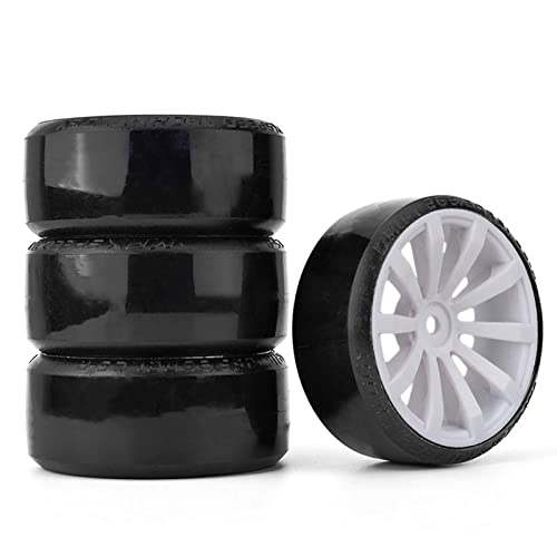 KEEDA 4 Stück Harte Reifen und 10-Speichen Kunststoff Räder für 1/10 Traxxas HSP Tamiya HPI Kyosho RC Drift Car Rennsport Auto (Weiß) von KEEDA