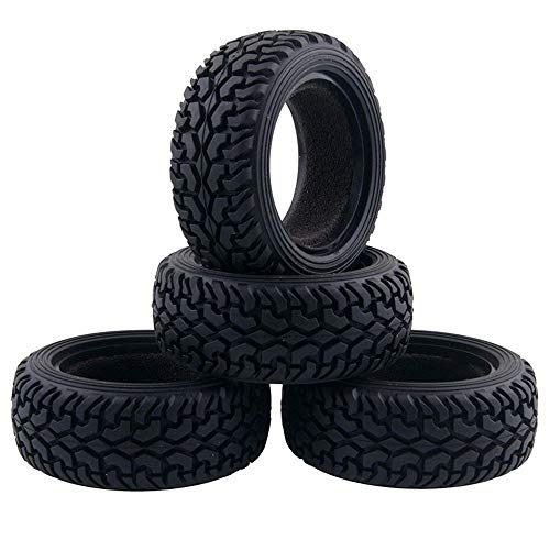 KEEDA 4 Stück RC Rallye-Autoreifen aus Gummi für 1:10 RC On Road Car Tamiya HSP HPI Kyosho 1/16 RC Rallye-Auto (schwarz) von KEEDA