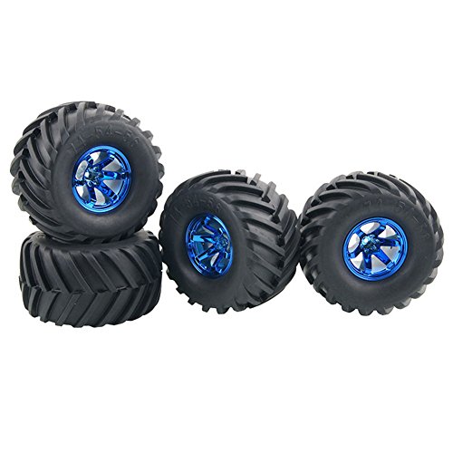 KEEDA 4PCS/Set 1: 10 RC Monster Truck Reifen und Felgen für 1/10 RC Monster Truck HSP HPI Traxxas HIMOTO Tamiya Kyosho(Blau) von KEEDA