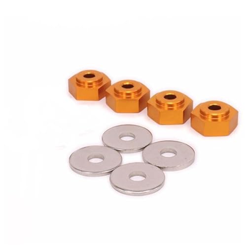 KEEDA 4PCS 12mm drehen auf 17mm Aluminiumlegierung Felgen Sechskant Adapter für 1/10 RC Car Buggy Monster Truck Kann 1/8 Reifenrad Verwenden (Gold) von KEEDA