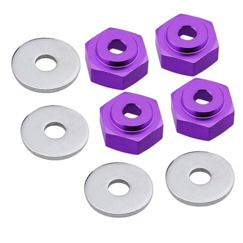 KEEDA 4PCS 12mm drehen auf 17mm Aluminiumlegierung Felgen Sechskant Adapter für 1/10 RC Car Buggy Monster Truck Kann 1/8 Reifenrad Verwenden (Violett) von KEEDA
