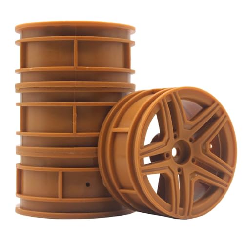 KEEDA 52mm Nylon RC-Felgen 12mm Sechskant Räder für HSP/HPI/Tamiya/Kyosho 1/10 On-Road Tourenwagen, Renn- & Driftfahrzeuge (+3mm ET, Stil B, Braun) von KEEDA