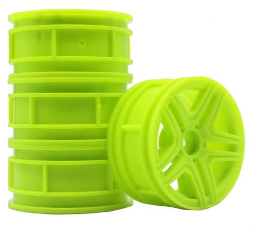 KEEDA 52mm Nylon RC-Felgen 12mm Sechskant Räder für HSP/HPI/Tamiya/Kyosho 1/10 On-Road Tourenwagen, Renn- & Driftfahrzeuge (+3mm ET, Stil B, Grün) von KEEDA