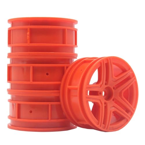 KEEDA 52mm Nylon RC-Felgen 12mm Sechskant Räder für HSP/HPI/Tamiya/Kyosho 1/10 On-Road Tourenwagen, Renn- & Driftfahrzeuge (+3mm ET, Stil B, Rot) von KEEDA