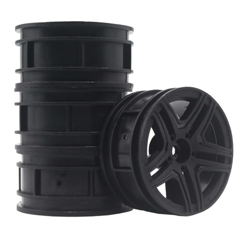 KEEDA 52mm Nylon RC-Felgen 12mm Sechskant Räder für HSP/HPI/Tamiya/Kyosho 1/10 On-Road Tourenwagen, Renn- & Driftfahrzeuge (+3mm ET, Stil B, Schwarz) von KEEDA