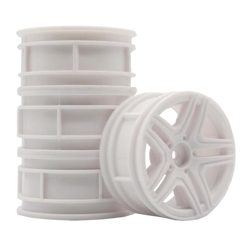 KEEDA 52mm Nylon RC-Felgen 12mm Sechskant Räder für HSP/HPI/Tamiya/Kyosho 1/10 On-Road Tourenwagen, Renn- & Driftfahrzeuge (+3mm ET, Stil B, Weiß) von KEEDA