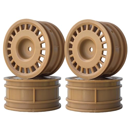 KEEDA 52mm Nylon RC-Felgen 12mm Sechskant Räder für HSP/HPI/Tamiya/Kyosho 1/10 On-Road Tourenwagen, Renn- & Driftfahrzeuge (+5mm ET, Stil C, Braun) von KEEDA