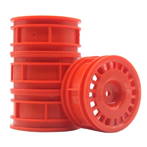 KEEDA 52mm Nylon RC-Felgen 12mm Sechskant Räder für HSP/HPI/Tamiya/Kyosho 1/10 On-Road Tourenwagen, Renn- & Driftfahrzeuge (+5mm ET, Stil C, Rot) von KEEDA