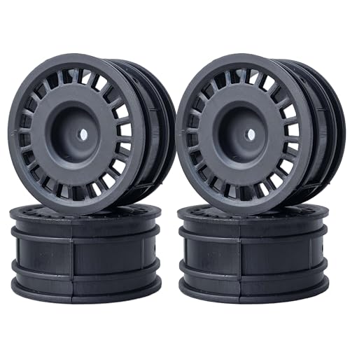 KEEDA 52mm Nylon RC-Felgen 12mm Sechskant Räder für HSP/HPI/Tamiya/Kyosho 1/10 On-Road Tourenwagen, Renn- & Driftfahrzeuge (+5mm ET, Stil C, Schwarz) von KEEDA