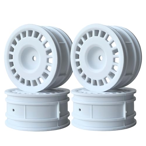 KEEDA 52mm Nylon RC-Felgen 12mm Sechskant Räder für HSP/HPI/Tamiya/Kyosho 1/10 On-Road Tourenwagen, Renn- & Driftfahrzeuge (+5mm ET, Stil C, Weiß) von KEEDA