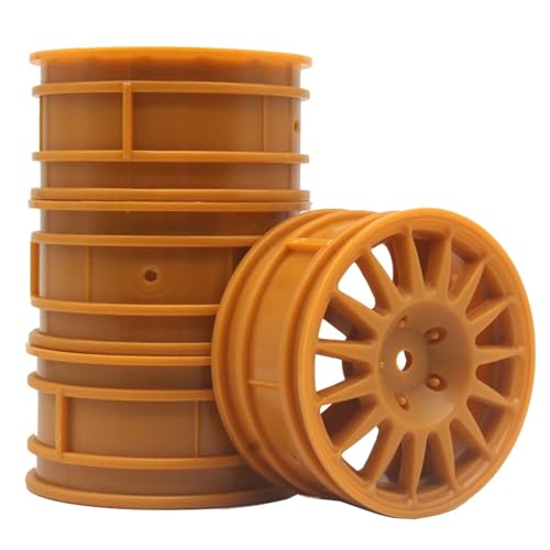 KEEDA 52mm Nylon RC-Felgen 12mm Sechskant Räder für HSP/HPI/Tamiya/Kyosho 1/10 On-Road Tourenwagen, Renn- & Driftfahrzeuge (+6mm ET, Stil E, Braun) von KEEDA